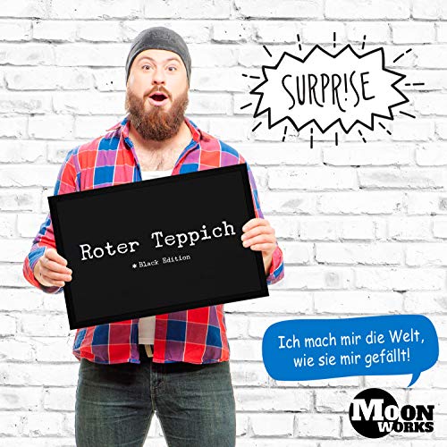 MoonWorks® Fußmatte mit Spruch lustig roter Teppich Black Edition rutschfest & waschbar weiß 60x40cm