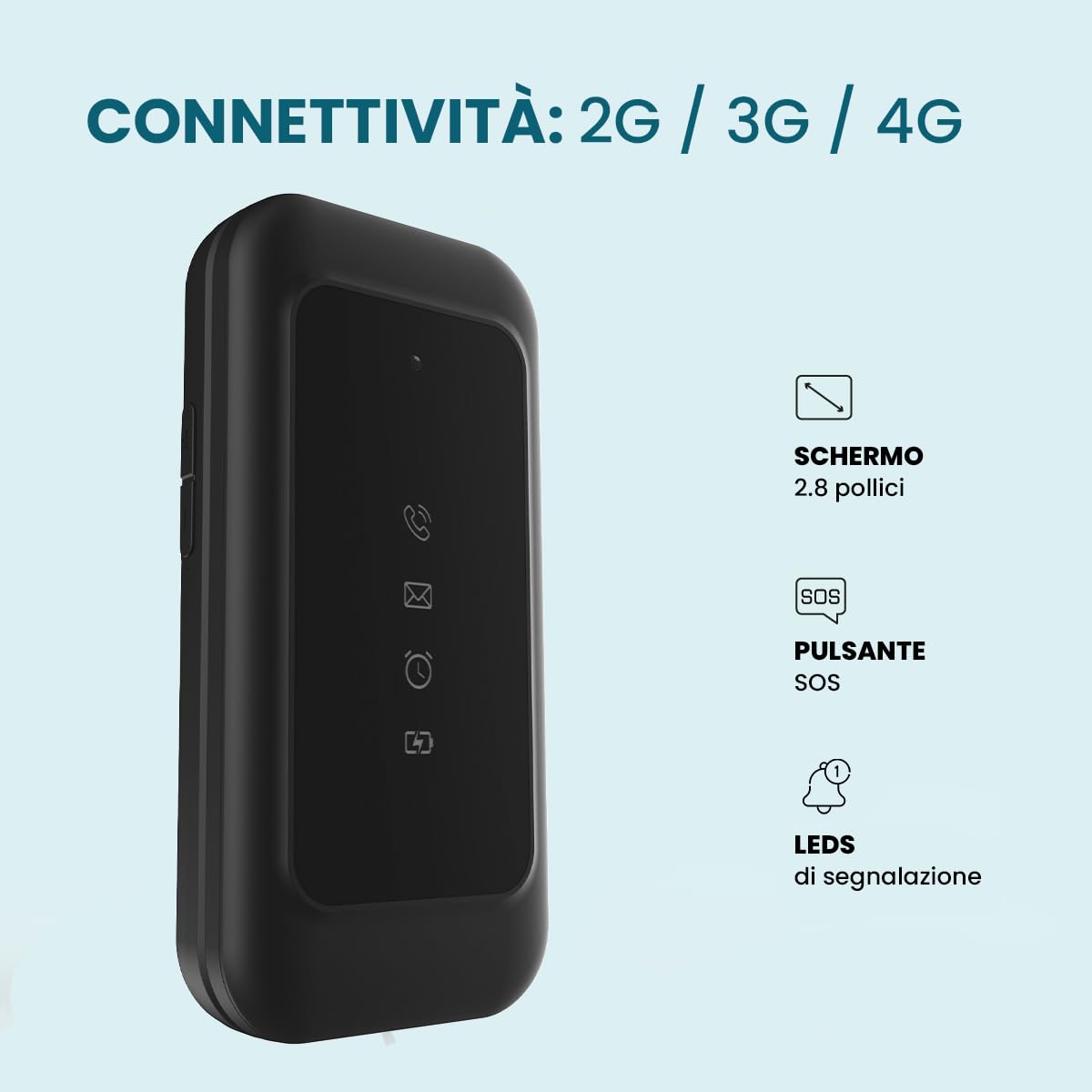 ADOC SC04 4G cellulare con whatsapp, touch screen, videoconferenza, tasti grandi, pulsante SOS, facile da usare, batteria durevole, Bluetooth, Wi-Fi, Android 12.