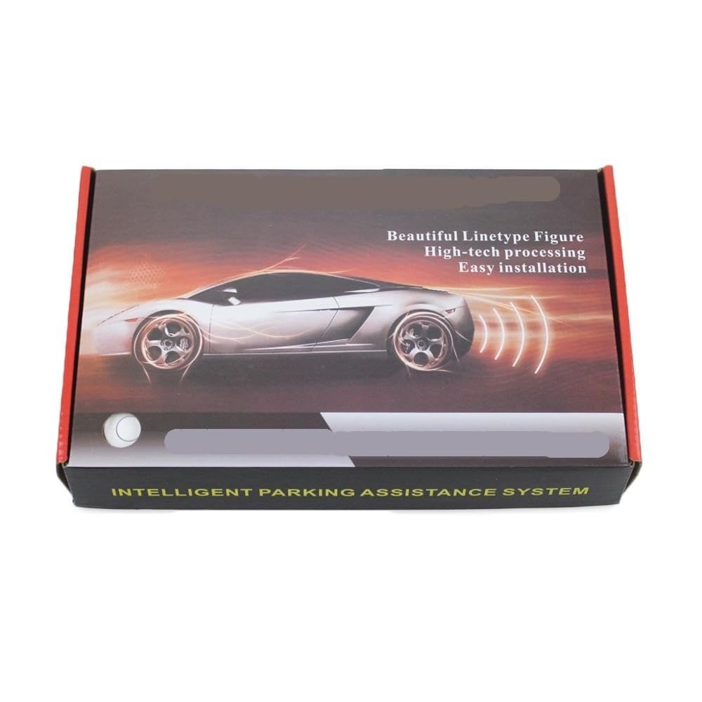 Kit sensori parcheggio Kit visione posteriore con allarme | Kit visione posteriore con allarme per paraurti posteriore con radar di parcheggio a 4 sensori, argento e bianco