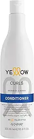Yellow Curls Condicionador – Para cabelos ondulados e cacheados - Hidratação e anti-frizz - Textura delicada - Cabelos com ondas finas e cachos - Definição, movimento e disciplina - Qualidade profissional de salão 500ml