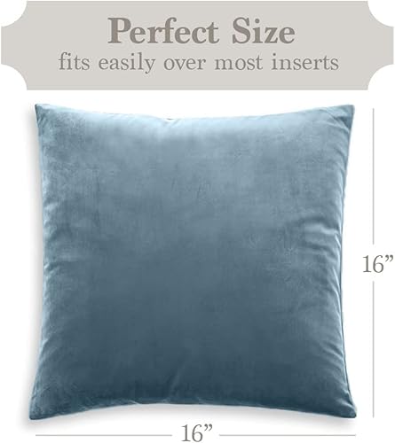 Miniatura 6 de The Connecticut Home Company Juego de 2 fundas de almohada de terciopelo, fundas de almohada cuadradas decorativas suaves, fundas de almohada