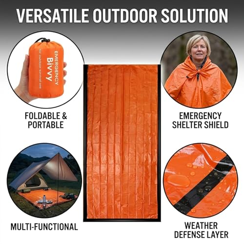 Bolsa de Dormir de Emergencia, Térmica, Impermeable, Ligera y Portátil Bivy Sack para Aire Libre, Escalada, Supervivencia y Viaje miniatura 3