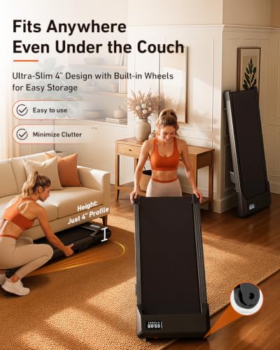 Image of Superun Walking Pad with 6% Incline, Under Desk Treadmill, 3 in 1 Portable Treadmills for Home with Remote Control LED Display, 2.5 HP Quiet Mini Treadmill for Office Home Use, 300 Lbs Capacity