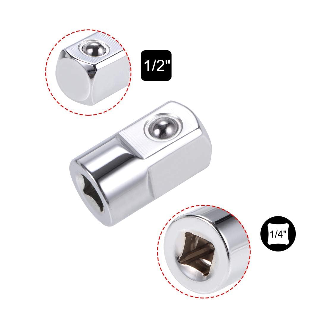 1/4 Inch Drive (F) x 1/2 Inch (M) Socket Adapter, Female to Male, Not - Image 2