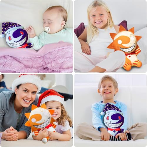 vita dennis Plushies 2pcs Sun and Moon Plush FNAF 9.84in FNAF Security Breach Sundrop and Moondrop Plush Figure Toy Soft Stuffed Clown Cartoon Plushie for Boys Girls Festive and Decorative Gift - Image 5