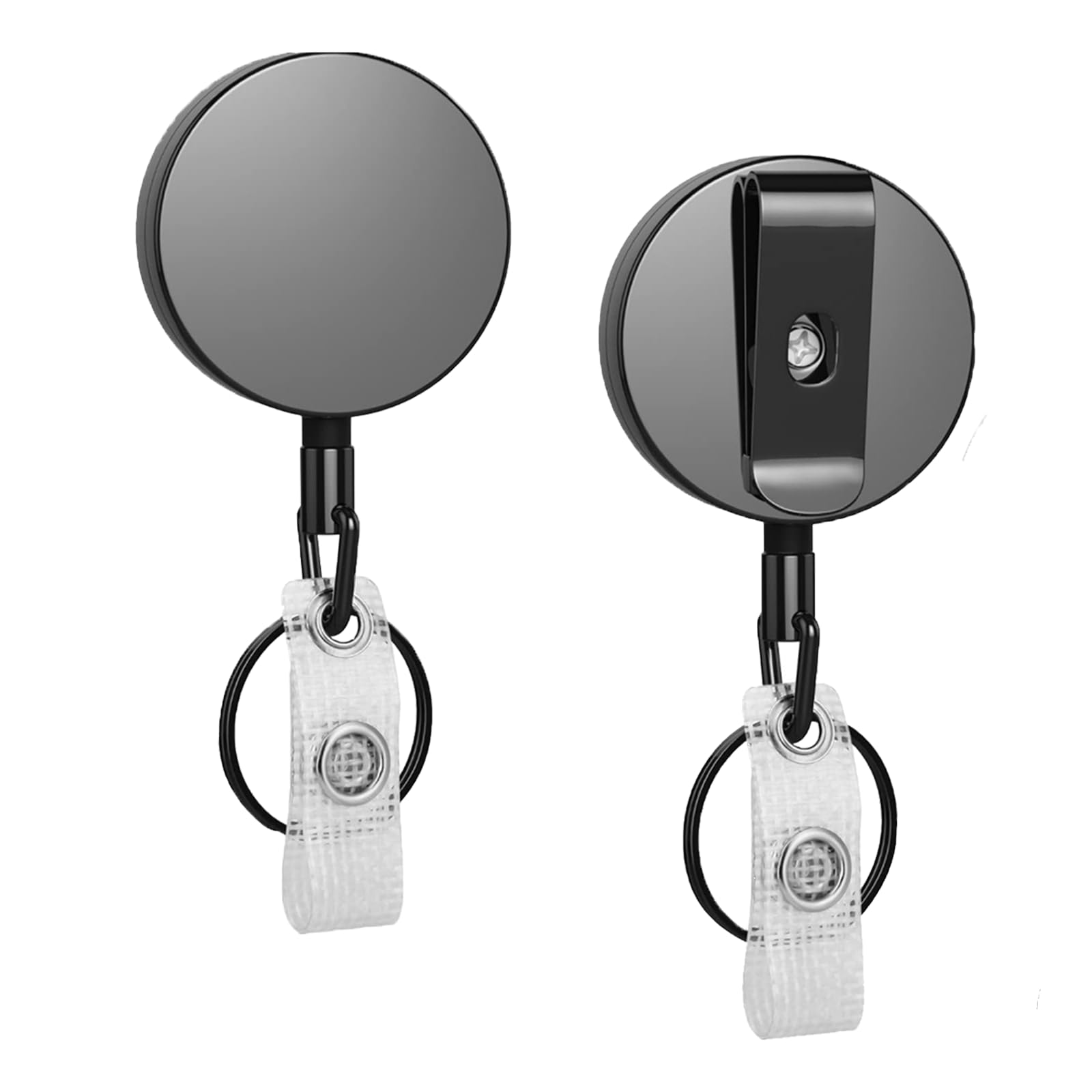2 PCS Retractable Keychain,Heavy Duty Badge Reel, Retractable Badge Clip,Upgrade Retract Badge Holders,Premium Heavy Duty Metal ID Badge Holder with Belt Clip Key Ring for Name Card Keychain