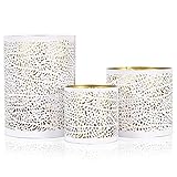 Lazy Gifts Set of 3 White and Gold Metal Decorative Nesting Hurricane Candle Holders. Elegant Style...