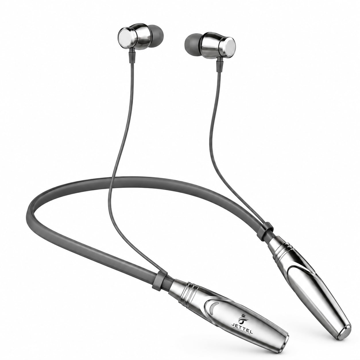 bluetooth wireless neckband with up to 50 hours playback, 13mm dynamic driver, deep bass, ipx4 water & sweat resistant, type-c fast charging (silver)