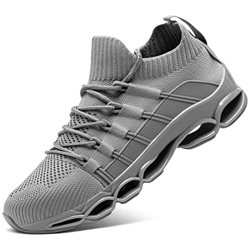 DYKHMILY Steel Toe Wide Sneakers for Women Lightweight Safety Shoes Breathable Slip on Work Shoe