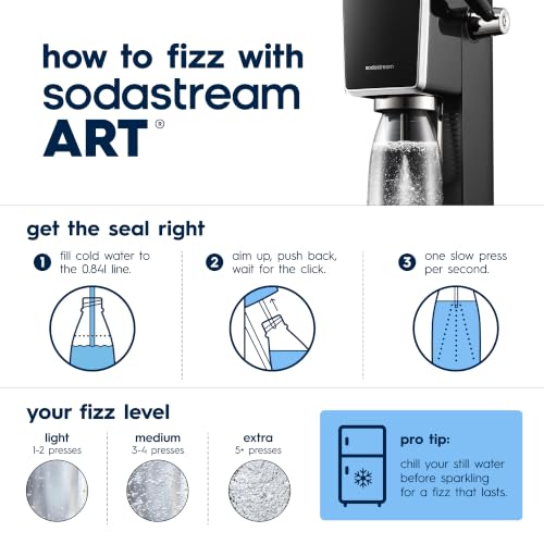 Image of SodaStream ART Sparkling Water Maker, Value Bundle, Soda Maker, Includes 2 Quick Connect 60L CO2 Cylinders, 2 Dishwasher Safe BPA Free Bottles, 2 bubly Flavor Drops, Make your own Pepsi, Black