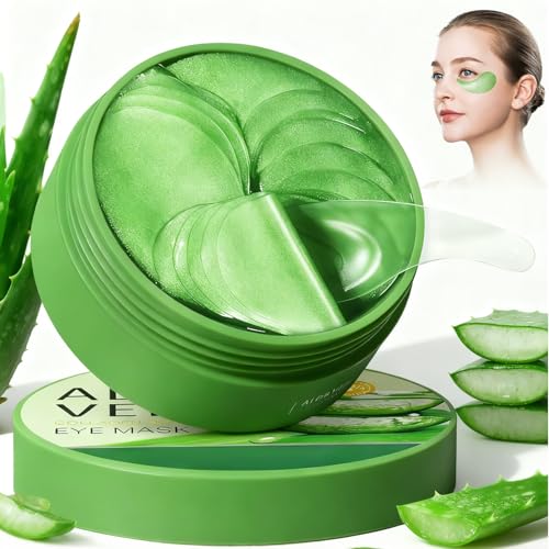 60 Pièces Masque Yeux Aloe Vera,Patch Yeux Anti Cernes, Masque pour les Yeuxs Aloe Vera,Anti-Cernes et Soulage les Poches,Soin Nourrissant pour le Contour des Yeuxs,Soins Visage
