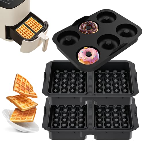 Paquete de 3 forros de silicona para freidora de aire, forro de silicona para freidora de aire, forro de silicona gofre, molde de dona de silicona, aplicable a Ninja AF300EU, AF400EU, AF451EU, SL400EU