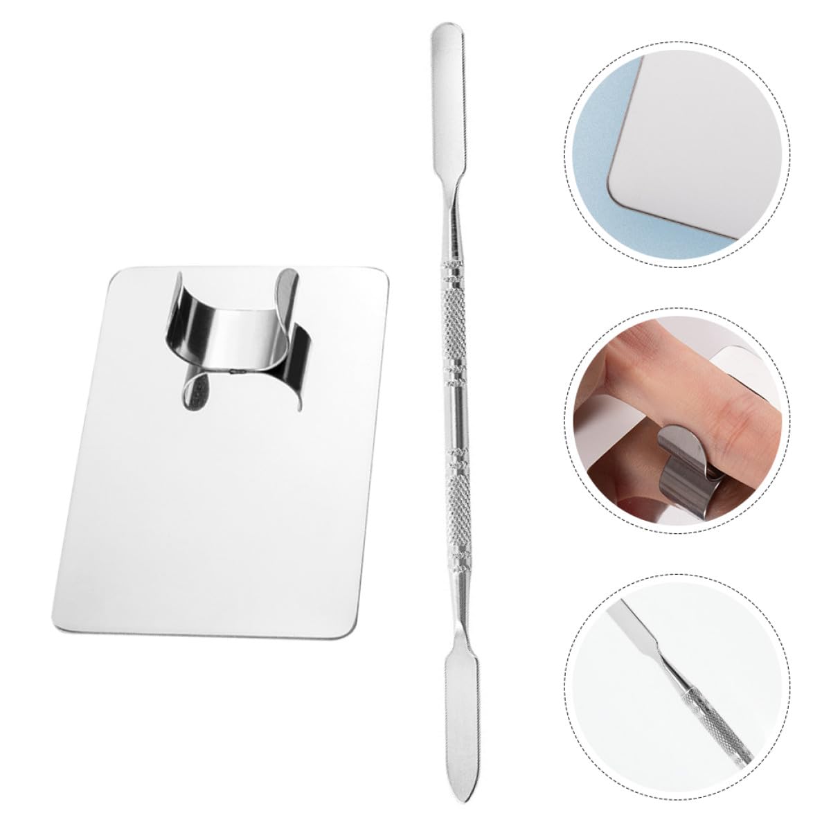 Set Palette per Trucco in Acciaio Inox con Spatole per Miscelare Pigmenti e Fondotinta, Tavolozza Cosmetica Professionale per Nail Art e Applicazione Make Up, per Truccatori
