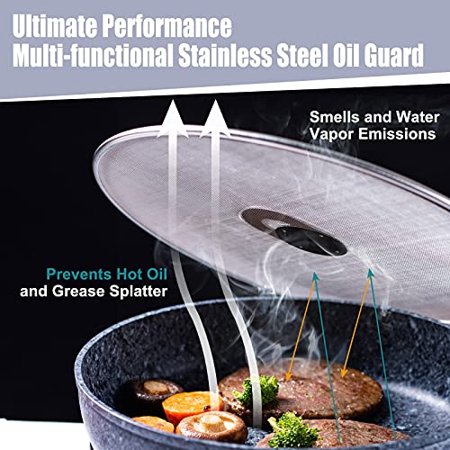 Newfamily Grease Splatter Screen For Frying Pan With Fold Flat Knob Fine Mesh Oil Splash Guard Skillet Splatter Shield Oil Catcher Skillet Lid For Cooking Set Of 3 In 10"+11.5"+13" #TOP4