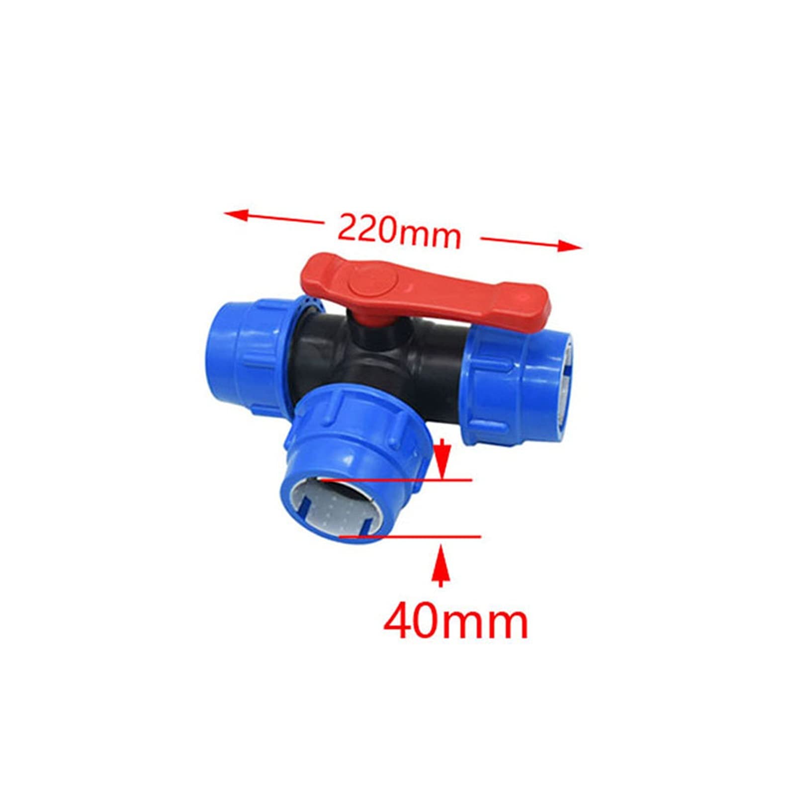 Kuchnia wąż ogrodowy typu T 32/40/50/63 mm rura PE trójdrożny zawór kulowy kran ogrodowy trójdrożny kolektor DN25 DN32 DN40 DN50 złącze 1 (kolor: 40 mm)