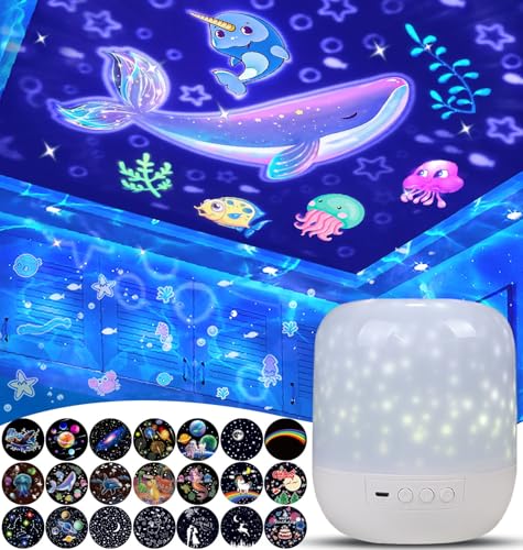 21 Sets of Films, Kids Night Light Projector, Projector Night Light for Kids Bedroom, Ceiling, Star Galaxy Projector for Baby Toddler Girls with 360° Rotating, Birthday, Christmas, Nursery, Room Decor
