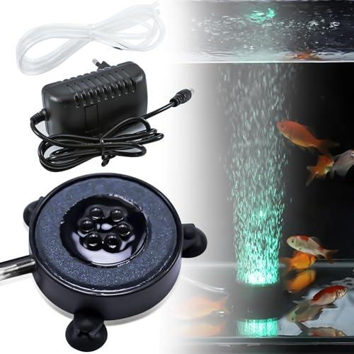 ASOFTY Pierre à air d'aquarium con LED, Lumière à Bulles d'Air, LED Éclairage Coloré pour Aquarium avec Trou, Diffuseur d'Air pour Aquariophilie pour...