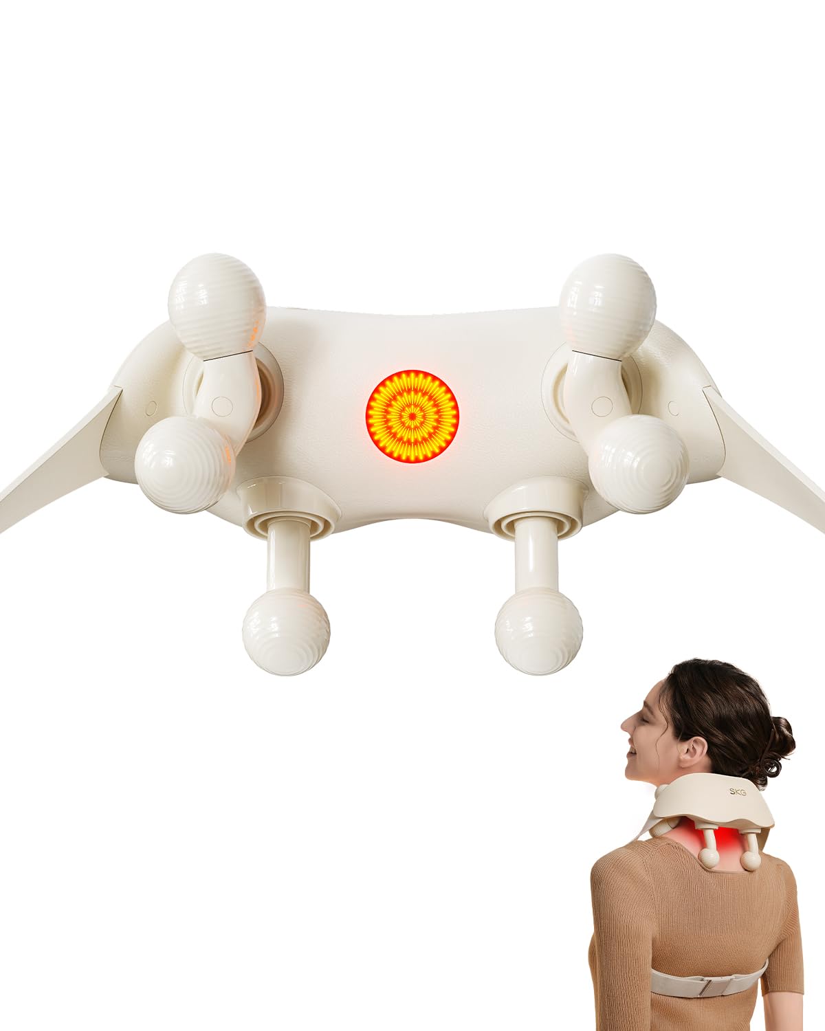 SKG Shiatsu Nackenmassagegerät mit Wärmefunktion, Elektrisches Nacken- und Schultermassagegerät zur Entspannung, Geschenk für Männer und Frauen, HS500