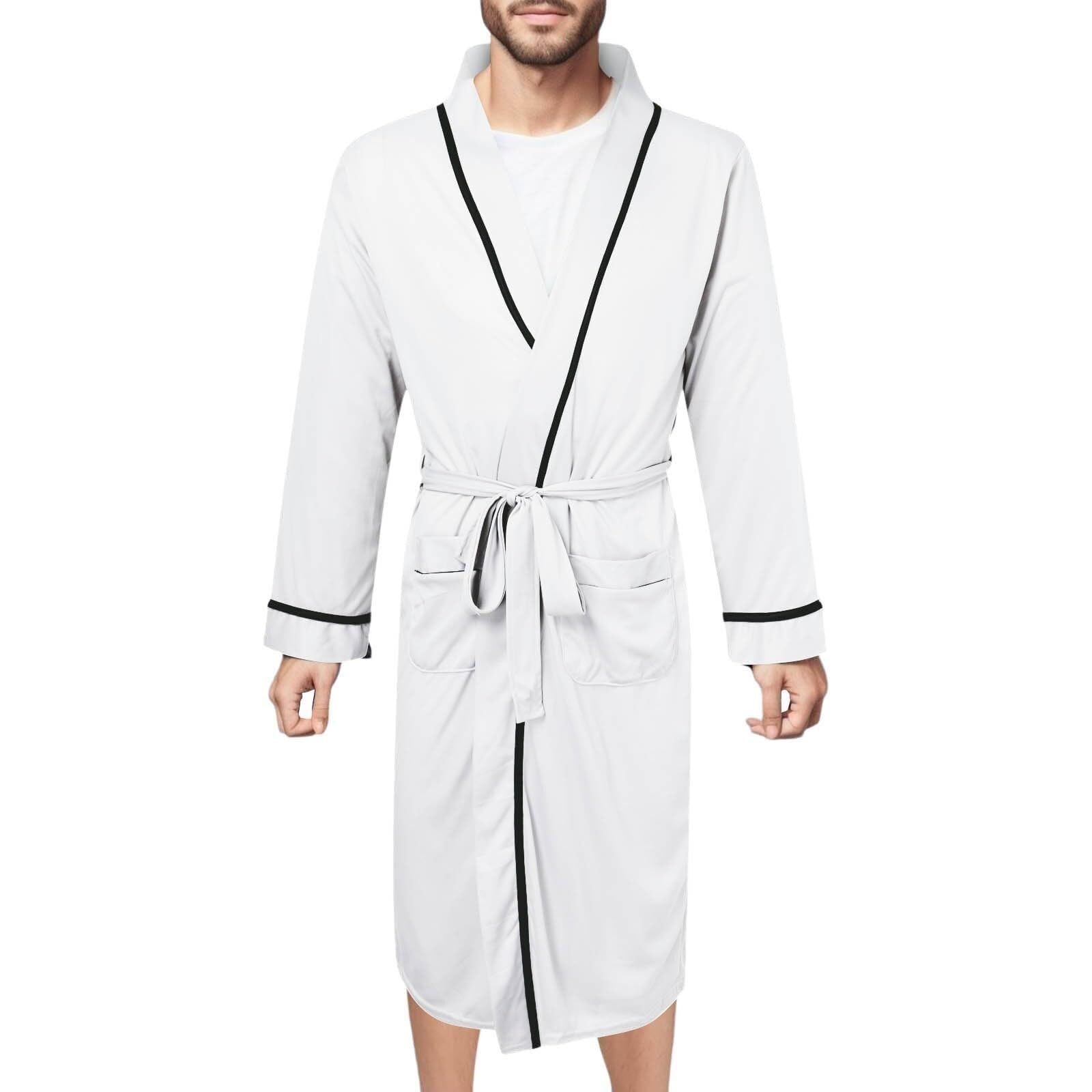 Albornoz ligero de algodón estilo kimono con bolsillos y cinturón 1