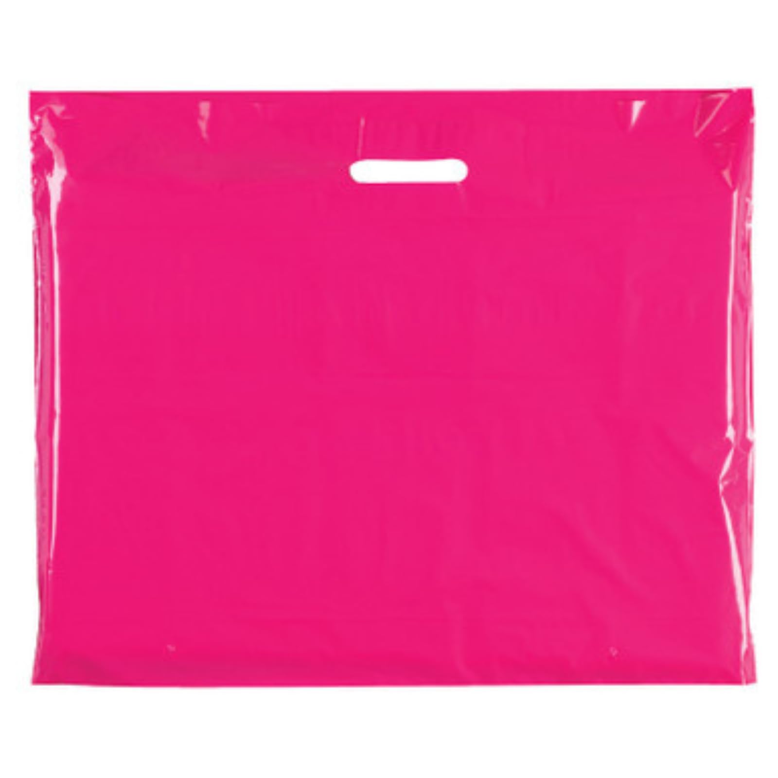 Lince Display Limited 100X Plastic Plain Fuchsia Carrier Bag 22"x18"+4(Large) - Modern Printed Strong Gift Shopping Bags