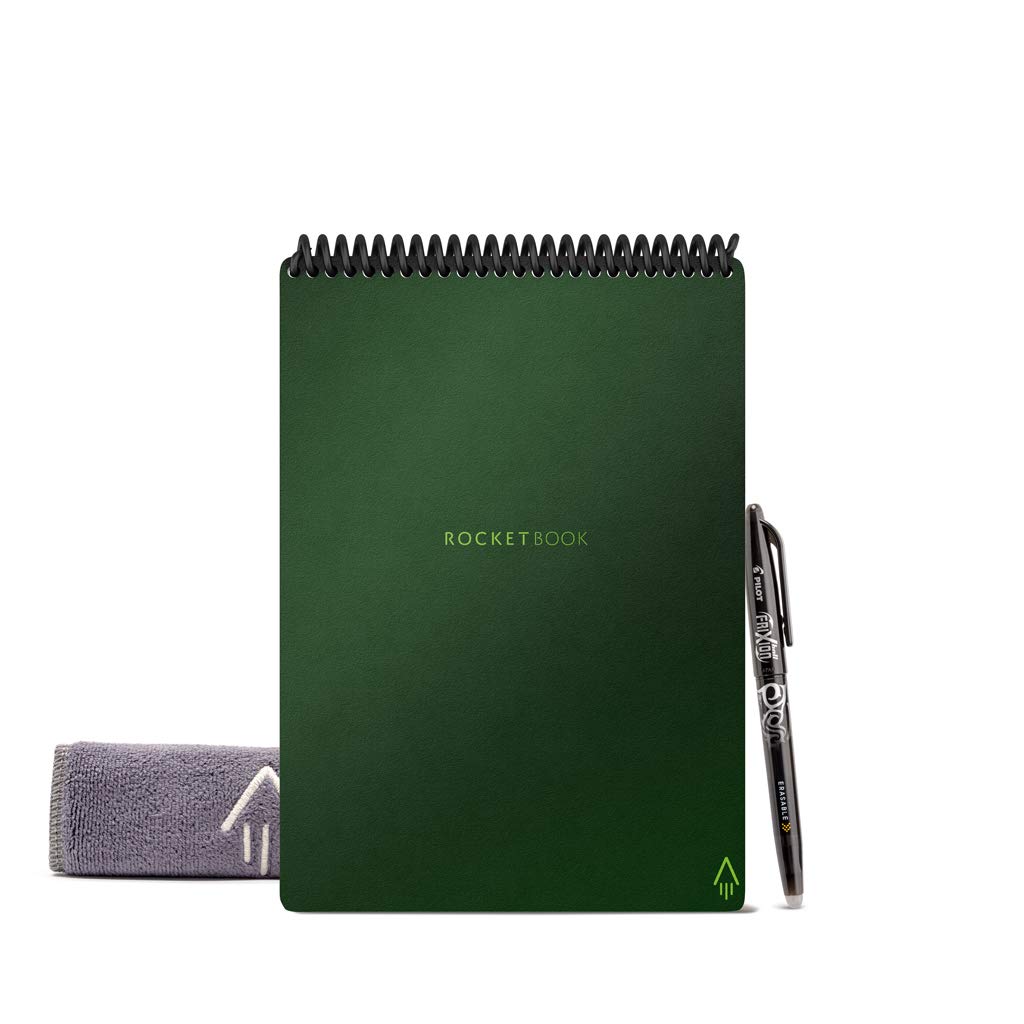 Rocketbook Flip - with 1 Pilot Frixion Pen & 1 Microfiber Cloth Included - Green Cover, Executive Size (15.2 cm x 22.4 cm) (FLP-E-K-CKG)