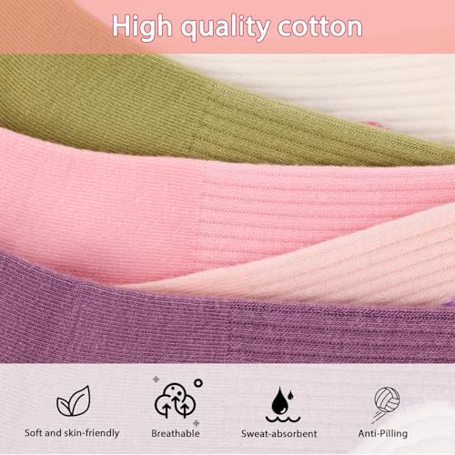 Image of Jspupifip Women's Cute Ankle Crew Socks, 5 /6 Pairs Novelty Fun Heart Casual Calf Sock, Cotton Athletic Running Socks 5.5-8.5