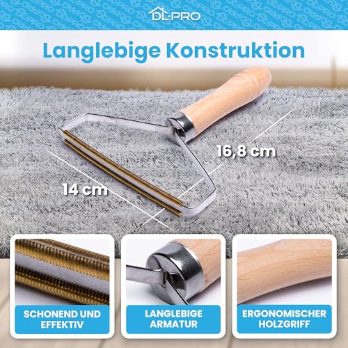 DL-pro Tierhaarentferner - Fusselbürste, Katzenhaarentferner & Hundehaarentferner aus Holz und Kupfer – kompakt, umweltfreundlich, effizient auf Kleidung, Bett, Sofa, Teppich & Autokofferraum