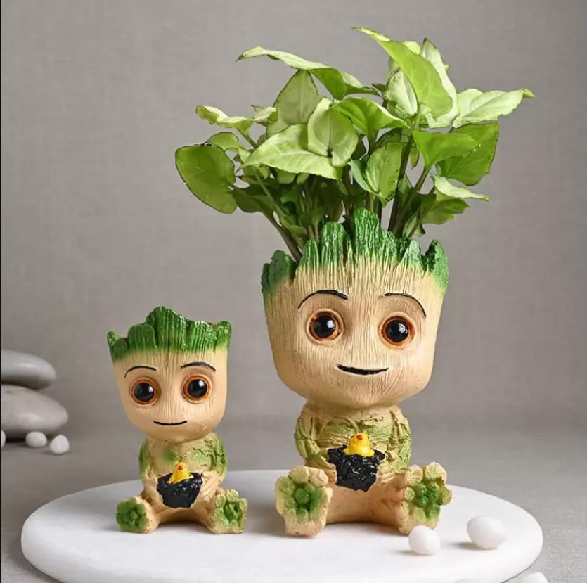 Groot Flower Pot Flower Planter Tree Man Succulent Planter Baby (Set of 2) Girl Face Planters Pot Desktop Cartoon Vase Figurine Collectible Bonsai Pot Style C |Home & Garden, Brown-image-15