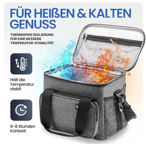HELDENWERK® Kühltasche klein faltbar – 12h Kühlleistung – Thermotasche auslaufsicher & wasserdicht – Kühlbox, Picknicktasche, Lunchtasche, Isoliertasche mit 5 Fächern & verstärktem Boden 2