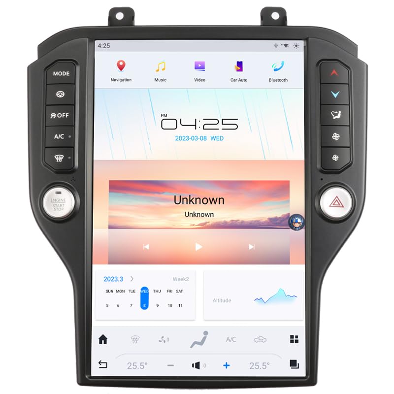 NAKEVICH 14.4 Inch Qualcomm Android 11 Car Radio for Ford Mustang 2015-2020 Stereo Upgrade Tesla Style Dash IPS Touch Screen Android Auto GPS Navigation Head Unit Audio Multimedia Player