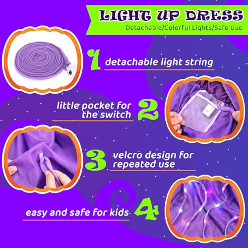 Disfraz de bruja para niñas 6-7 años con luces miniatura 5