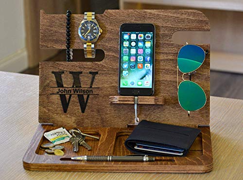 Wooden Docking Station, Docking Station, Cell Phone Dock, Charging Station, Personalized mens Valet, Mens Wood docking station, gift for men