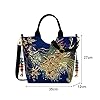 Fiorky bestickte Canvas-Tasche, Ethno-Stil, Damen-Umhängetasche, Pfauen-Stickerei, Canvas-Umhängetasche, lässige Damen-Perlen-Anhänger, modische Handtaschen, Tragetasche, Hobo-Umhängetasche #1