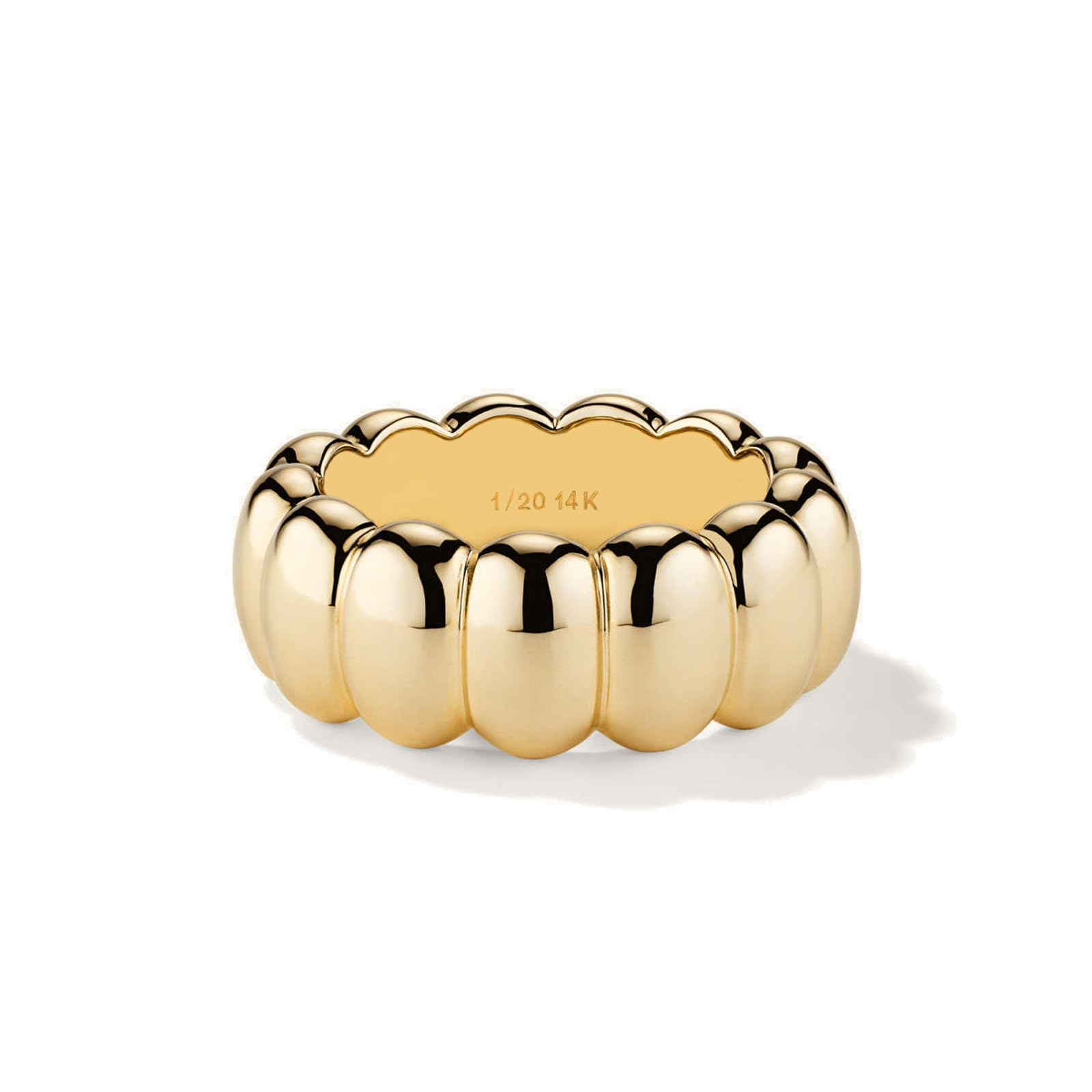 Thick Gold Statement Rings For Women 14K Gold Silvertone Cute Puffy Dome Croissant Thumbband High Polished Smooth Comfort Fit Size 5-10-image-16