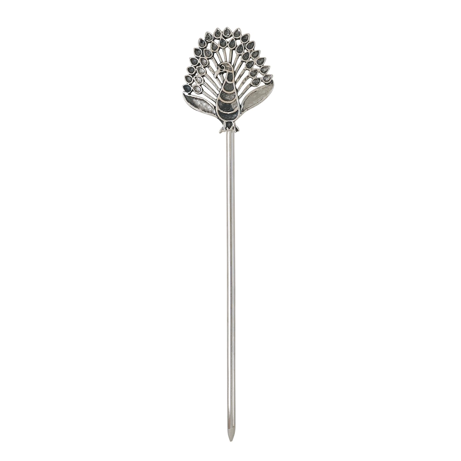 teejh Morya Silver Oxidised Peacock Juda Pin-picture-9