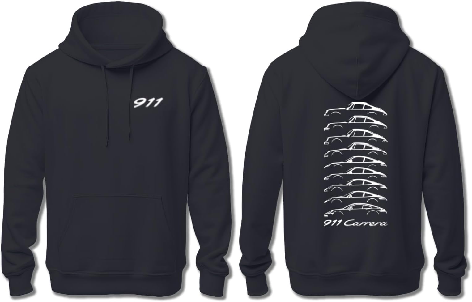 โข 911 History Carrera | Sportcars Sports Car Turbo Engine | Supercars Super Fast Car | Petrolhead Petrol Head Enthusiast Silhoette History Of 911 | Carrera Hoodie For Men
