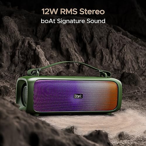 boAt Stone 580 Bluetooth Speaker with 12W RMS Stereo Sound, LED Lights, Up to 8 HRS Playtime, TWS Feature, FM Radio, Multi-Compatibility Mode, IPX4(Pine Green) view 2
