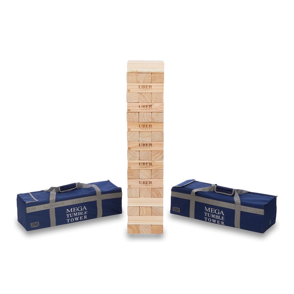 Ubergames Giant Torre Oscillante In Legno Eco - Gioco Di Abilità Impilabile Fino A 90 Cm, Con Borsa Di Lusso - Per Famiglie, Feste E Giardino