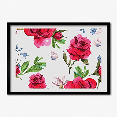 Cadre en bois décoratif 70x50 cm Tulup roses rouges pour sublimer le mur de votre salon