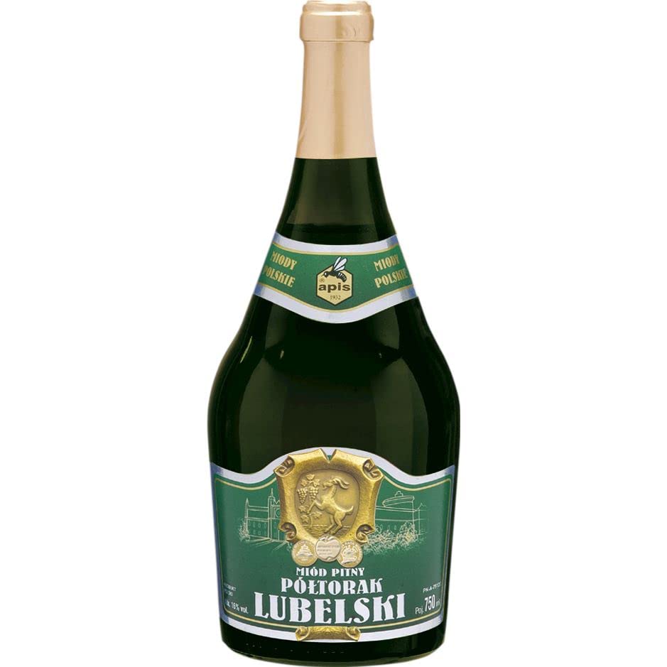 Lubelski Półtorak Honig (Eineinhalber) 0,75L | Met Honigwein Metwein Honigmet | 750 ml | 16% Alkohol | Apis | Geschenkidee | 18+