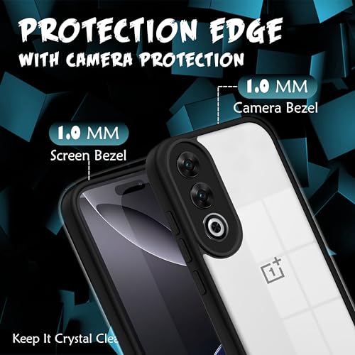 Image of V-TAN Back Cover Compatible with OnePlus Nord CE4 5G Case, Transparent Clear, TPU, Camera Protective Shockproof Cover (Black)