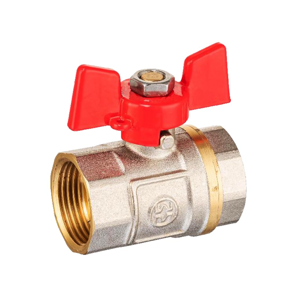 KNM Trade Válvula FF Latón 3/4" Presión 30 Bar, Volante Metálico | latón macizo, sistemas de calefacción, aplicaciones industriales, agua, instalación sanitaria, riego