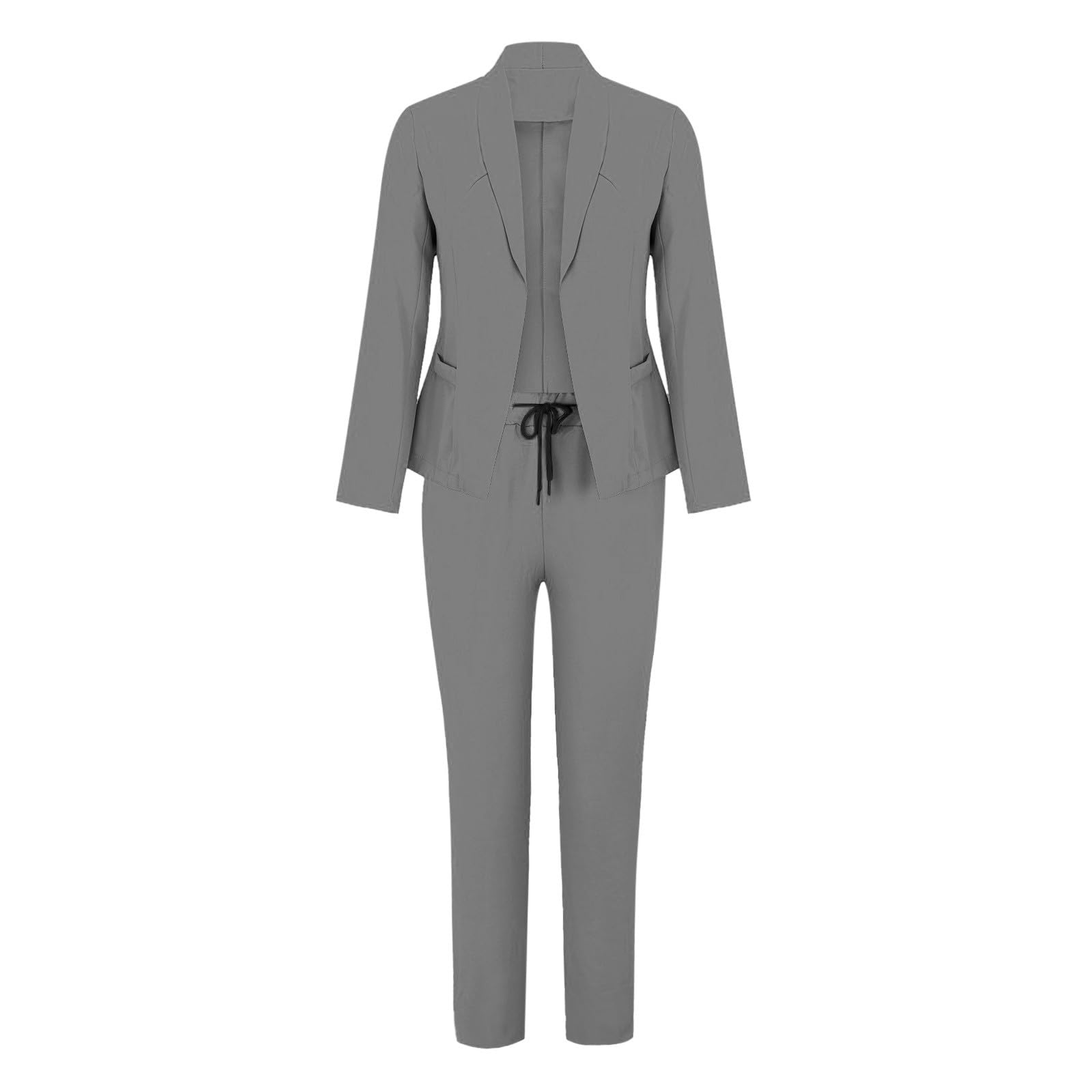 Generisch Hosenanzüge Für Damen Blazer 2-teilig Anzugjacke Karo Einfarbig Anzug Set Slimfit Festlich Damenanzug Freizeitmantel Business Mode Revers Mantel Sportlich Streetwear Elegant