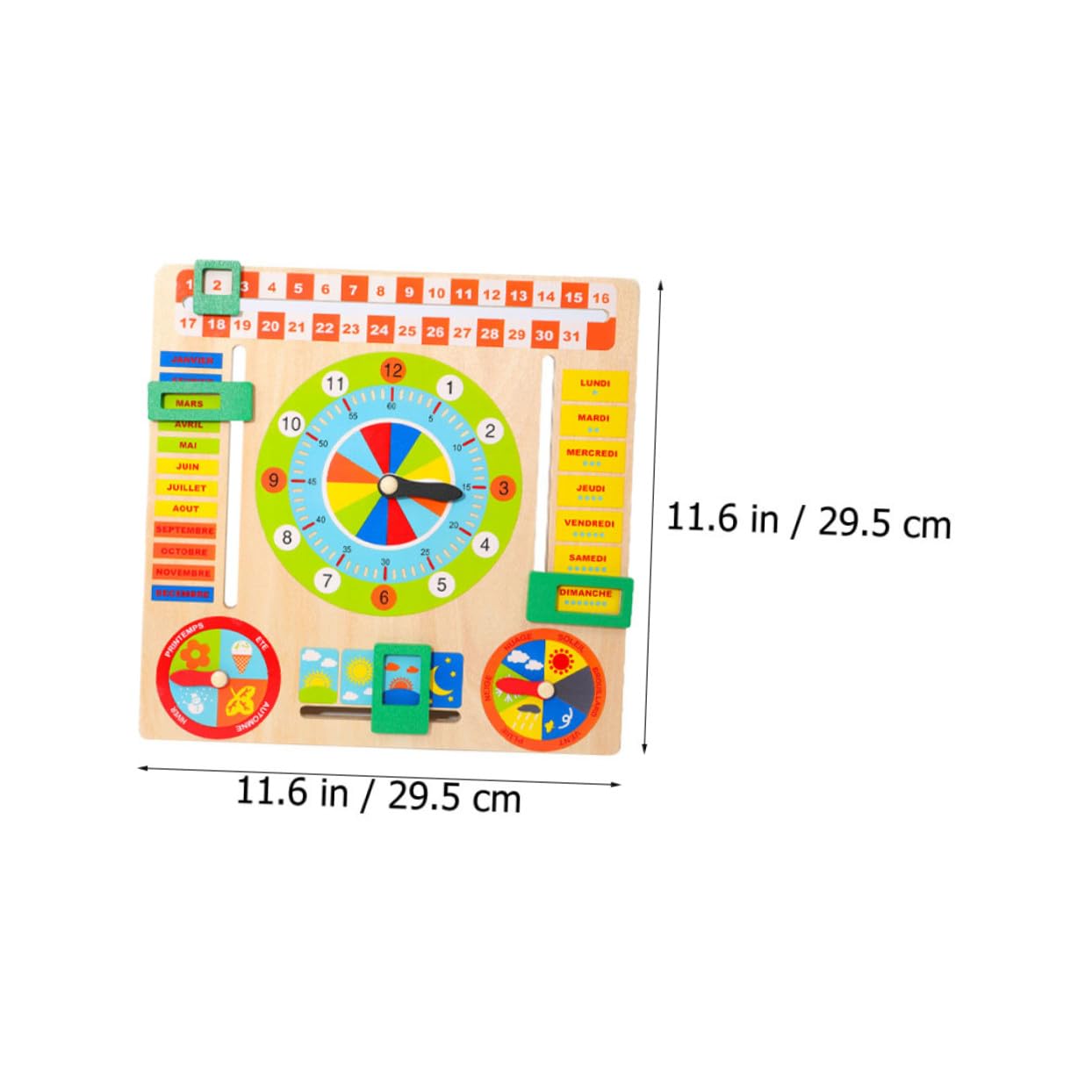 Horloge en Bois Jouet d'Apprentissage pour Enfants Surface Lisse Éveil Éducation Précoce