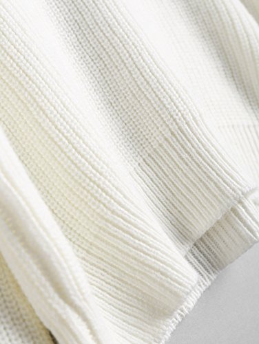 Zaful Women Off Shoulder Sweater Long Sleeve Knit Sweater Loose Pullover Jumper Tops White #TOP4