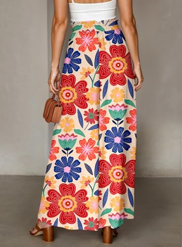 Image of Dokotoo Pants for Women Casual Elastic Waist Wide Leg Pants with Pockets