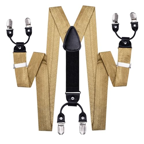 Image of Dubulle Suspender and Bow Tie for Men Paisley Solid Mens Suit Braces Pretied Bowtie and Handkerchief Cufflinks Formal Wedding