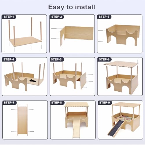 Guinea Pig Castle,Large Wooden Guinea Pig Hideout with Stairs,2 Tierd Small Animal Bed, Easy to Install for Hamsters Chinchillas Bunny Playing Hiding