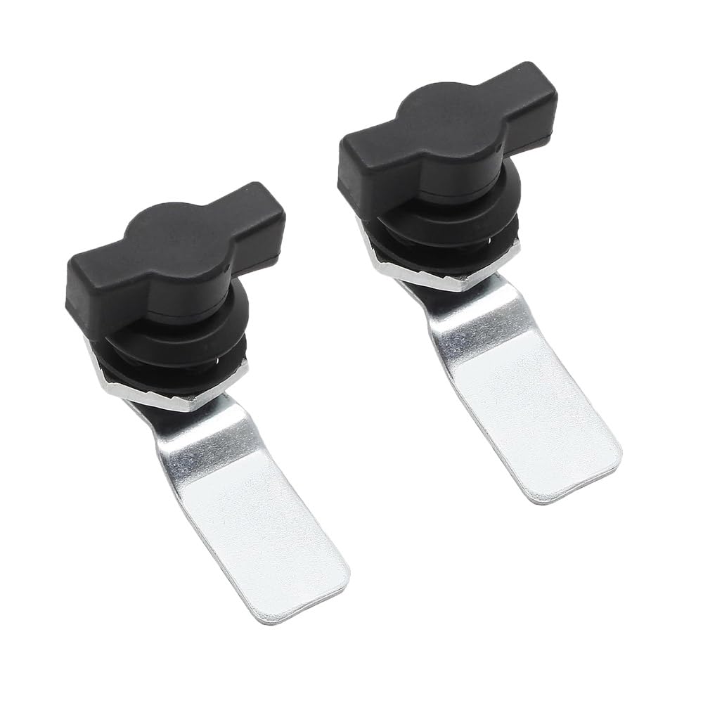 Keyless Cam Lock, Thumb-Operated Cabinet Lock Zinc Alloy Offset Cam Latch for RV Compartment, Tool Box and Drawer (2-Pack, Black)