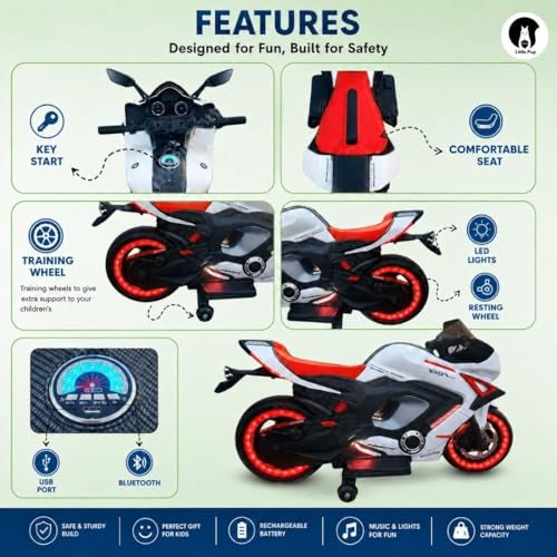 Image of LITTLE PUP Yamaha R9 Battery Operated Bike for Kids | Electric Bike for Child | LED Light & Music | Baby Ride on Toy Rechargeable Battery | for Kids to Drive 2 to 10 Years Boys and Girls
